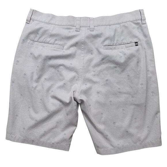 Travis Mathew Shorts Mens 35 Performance Golf Stretch Geometric Palm Tree Gray - Picture 3 of 4